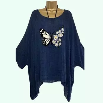 Большие размеры Женская свободная рубашка из хлопка и льна, весна-лето, повседневная, с круглым вырезом, тонкий топ с длинным рукавом, женская мода, цветочный принт, длинная рубашка S белый