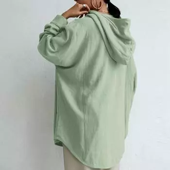 Большие размеры Женская толстовка с капюшоном Большие размеры Длинные рукава Теплые пуловеры Толстовки Теплые топы S чёрный