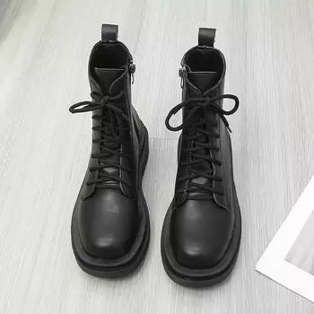 Большие размеры женские ботинки зимние новые высококачественные черные матовые женские мотоциклетные ботинки нескользящие толстые подошвы повседневные спортивные ботинки 35