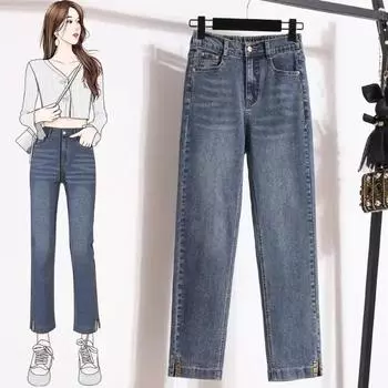 Большие размеры, женские джинсы, брюки, джинсовые женские эластичные брюки-карандаш, базовые синие брюки с высокой талией, модные брюки большого размера на пуговицах XXXXXL синий