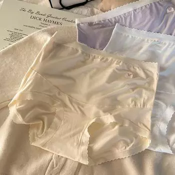 Большие размеры женские хлопковые трусики с высокой талией и удлиненным шаговым швом для беременных XL шампанского