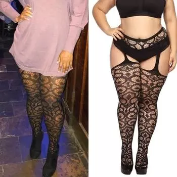 Большие размеры женские колготки чулки на подтяжках трусики носки ажурные бедра нижнее белье бедра высокие чулки 1100