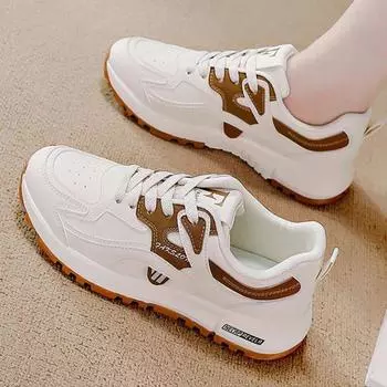 Большие размеры женские кроссовки 2025 новый весенний стиль корейская версия универсальные легкие кроссовки из кожи повседневные 39