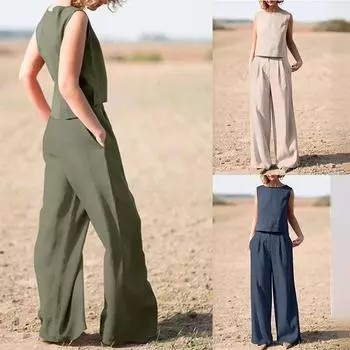 Большие размеры женские летние однотонные хлопковые льняные повседневные брюки с длинным рукавом свободного кроя в винтажном стиле M