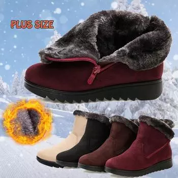 Большие размеры, женские модные зимние бархатные ботинки, теплая обувь, непромокаемые ботильоны, женские непромокаемые зимние сапоги 35 армия зеленый