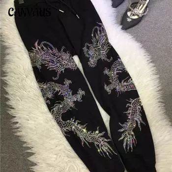 Большие размеры женские новые флисовые толстые брюки Hot Drill модные повседневные брюки L чёрный