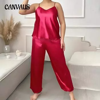 Большие размеры женские новые однотонные принтованные брюки-халтер комплект из двух частей пижамы XL бордовый