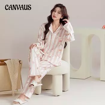 Большие размеры женские новые осенние брюки с длинным рукавом повседневный и удобный пижамный комплект M розовый