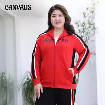 Большие размеры женские новые осенние модные спортивные пальто брюки повседневный костюм из двух частей 2XL чёрный