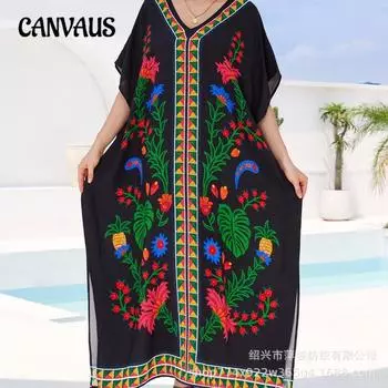 Большие размеры Женские новые пляжные принты бикини для отдыха с накидкой на купальник One Size