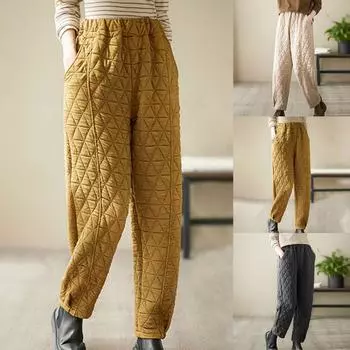 Большие размеры женские осенне-зимние брюки с высокой талией брюки-харен повседневные брюки мягкая эластичная ткань для занятий спортом на открытом воздухе и повседневной носки 4XL бежевый