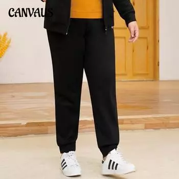 Большие размеры женские осенне-зимние спортивные свободные флисовые брюки Harun Casual Wear теплые узкие брюки 2XL чёрный