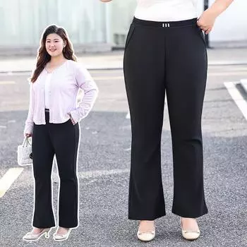 Большие размеры Женские повседневные брюки Плюс Флисовые брюки-клеш с высокой талией Fat Mother Теплые укороченные брюки для женщин XL