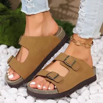 Большие размеры женские сандалии на платформе с пряжкой маленькие сандалии в стиле колледжа удобная одежда для улицы 35 светло-коричневого