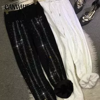 Большие размеры женские спортивные штаны Drill Sweatpants Plus флисовые утолщенные с высокой талией утягивающие спортивные штаны L чёрный