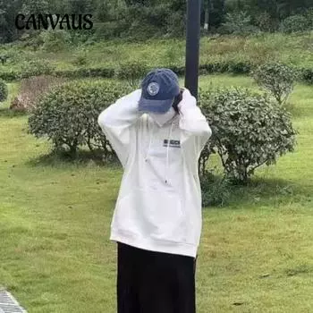 Большие размеры женские толстовки с капюшоном осень и зима карман шнурок с капюшоном толстый утепленный топ с длинным рукавом для пары M белый