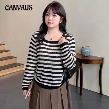 Большие размеры женские топы с квадратным вырезом и завязками на шнурке с длинным рукавом полосатая рубашка ранняя осень свободный трикотаж XL розовый