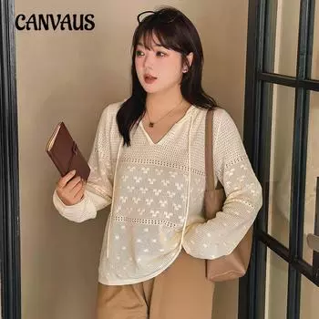 Большие размеры женские топы с вырезами женские осенние свободные трикотажные толстовки с капюшоном XL чёрный