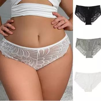 Большие размеры женские трусы нижнее белье кружевное дышащее женское нижнее белье эластичные тонкие трусики с промежностью XL белый