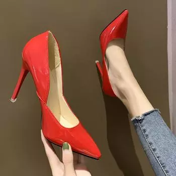 Большие размеры женские туфли-лодочки на высоком каблуке женские туфли-шпильки с острым носком женские сексуальные вечерние офисные женские свадебные белые туфли g6 34 чёрный