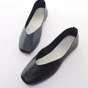 Большие размеры женские туфли на плоской подошве конфетного цвета женские мокасины с квадратным носком весенне-осенние туфли на плоской подошве повседневные удобные туфли больших размеров 35-43 35