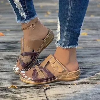 Большие размеры, женские туфли на танкетке, лето 2024, новые удобные пляжные сандалии с рыбьим ртом, подходящие по цвету 36 синий