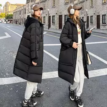 Большие размеры женские зимние 2024 новые пуховые хлопковые утепленные куртки женские вельветовые с капюшоном утолщенные хлопковые утепленные куртки S чёрный