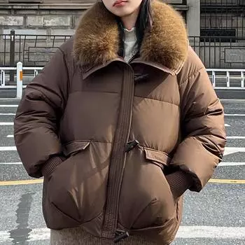 Большие размеры женские зимние пальто с капюшоном верхняя одежда модные свободные искусственный мех воротник толстые теплые куртки для женщин парка M бежевый