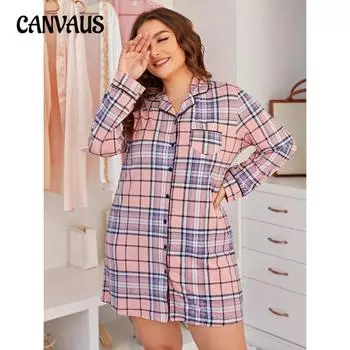 Большие размеры Женский кардиган с длинными рукавами в клетку Домашняя пижама 1XL розовый