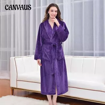 Большие размеры, женский осенний длинный фланелевый и флисовый утолщенный банный халат для пар в отеле M белый
