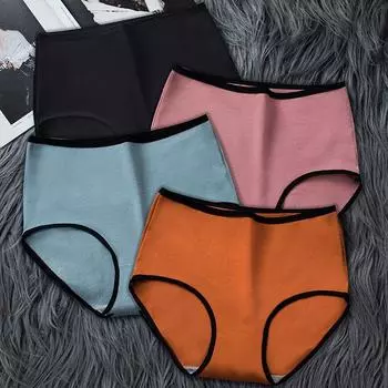Большие размеры, женское нижнее белье из чистого хлопка с высокой талией, антибактериальные дышащие трусы с подтяжкой бедер для девочек, чистый цвет M