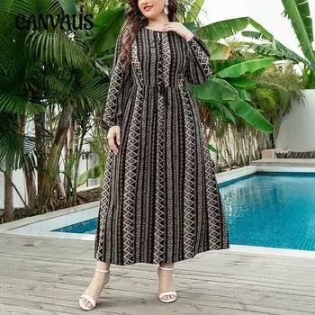 Большие размеры Женское осеннее модное новое ретро-художественное цветочное универсальное маленькое свежее платье 0XL чёрный