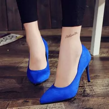 Большие размеры женской обуви 2024 лаконичные туфли из флока на высоком каблуке женские туфли-лодочки с острым носком классические красные серые женские свадебные туфли офисные 655 5