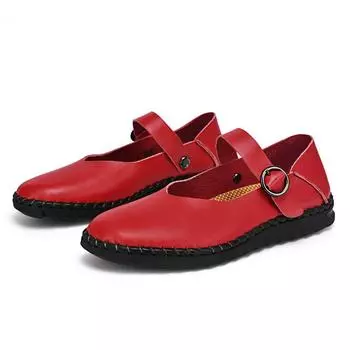 Большие размеры женской обуви классические универсальные туфли Мэри Джейн с круглым носком в британском стиле мягкая подошва легкая подошва маленькие кожаные туфли женские 36 красный