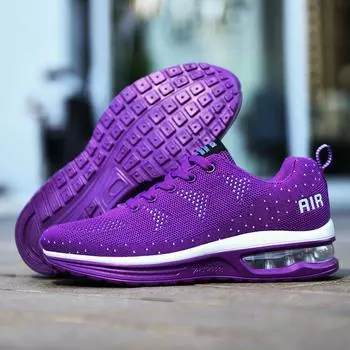 Большие размеры женской обуви на воздушной подушке, спортивная обувь с сетчатой плетеной подошвой, повседневные кроссовки для бега, студенческие одиночные туфли 35 фиолетовый