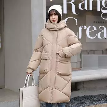 Большие размеры зимнее женское холодное пальто длинные парки супер теплые пальто выше колена пуховик с капюшоном свободная ветрозащитная куртка зимний комбинезон M белый