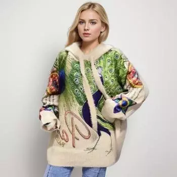 Большие размеры Зимние свитера Осенние женские свитера с рисунком и принтом Пуловеры Длинные рукава Шапки Вязание Свободный свитер One Size белый