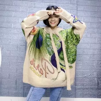 Большие размеры Зимние свитера Осенние женские свитера с рисунком и принтом Пуловеры Длинные рукава Шапки Вязание Свободный свитер One Size