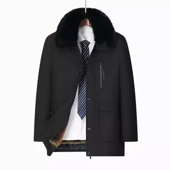 Большие размеры Зимняя новая мужская одежда с хлопковой подкладкой Деловая повседневная одежда для пап Флисовая утолщенная подкладка для съемных вещей Одежда с хлопковой подкладкой для мужчин 175 чёрный