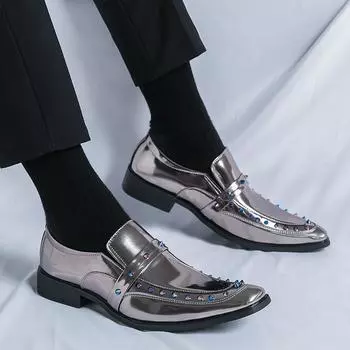 Большие размеры, золотые туфли «Челси», маленькие размеры, кожаные туфли 33-45, пара, британский стиль, заостренные кожаные туфли, тренд, золото 33 чёрный