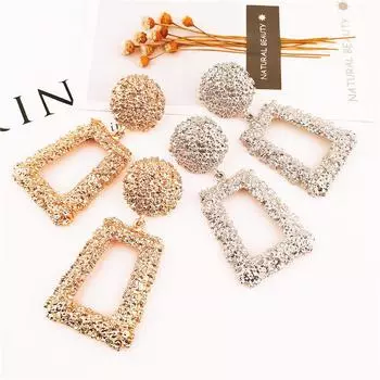 Большие ретро-серьги женские золотые геометрические серьги металлические серьги висячие модные ювелирные украшения золотой