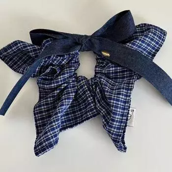 Большие резинки для волос, эластичные резинки для женщин и девочек, милые синие клетчатые резинки для волос, элегантные аксессуары для волос, подарки 1pc