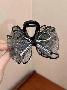 Большие резинки для волос атласные эластичные резинки для волос для девочек и женщин стразы головные уборы аксессуары для волос темные цвета