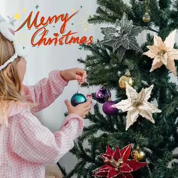 Большие рождественские цветы, украшение на елку, искусственный рождественский красный One Size белый