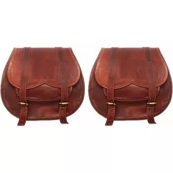 Большие седельные сумки для мотоциклов Коричневая кожаная сумка Две седельные сумки 2 сумки 9 x 11 x 4 in коричневый