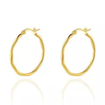 Большие серьги из нержавеющей стали C-типа, покрытые настоящим золотом, геометрические серьги из титановой стали, преувеличенные круглые серьги