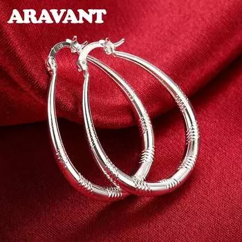 Большие серьги-кольца из стерлингового серебра 925 пробы для женщин, ювелирные украшения