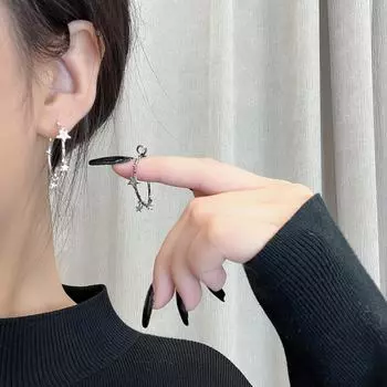 Большие серьги-кольца Saturn 2024 года: Уникальный, модный дизайн для женщин Thorn Star Earrings серебряный