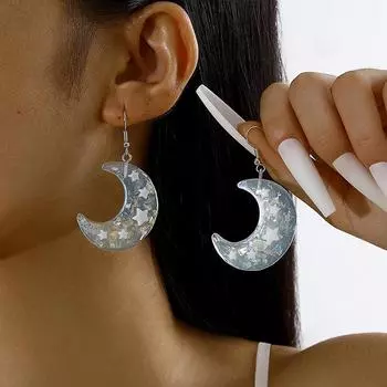Большие серьги-подвески в виде полумесяца, серьги в виде звезды и луны цвета конфет для женщин