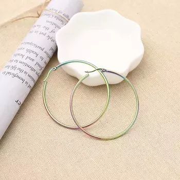 Большие серьги, преувеличенные большие серьги-кольца, модные серьги, круглые серьги-клипсы из титановой стали, серьги из нержавеющей стали 10mm